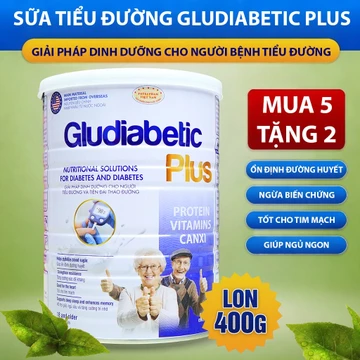 [Mua 5 Tặng 2 Lon 400G] Sữa bột cho người tiểu đường GLUDIABETIC PLUS FOTECPHAM, bổ sung dinh dưỡng cho người tiểu đường