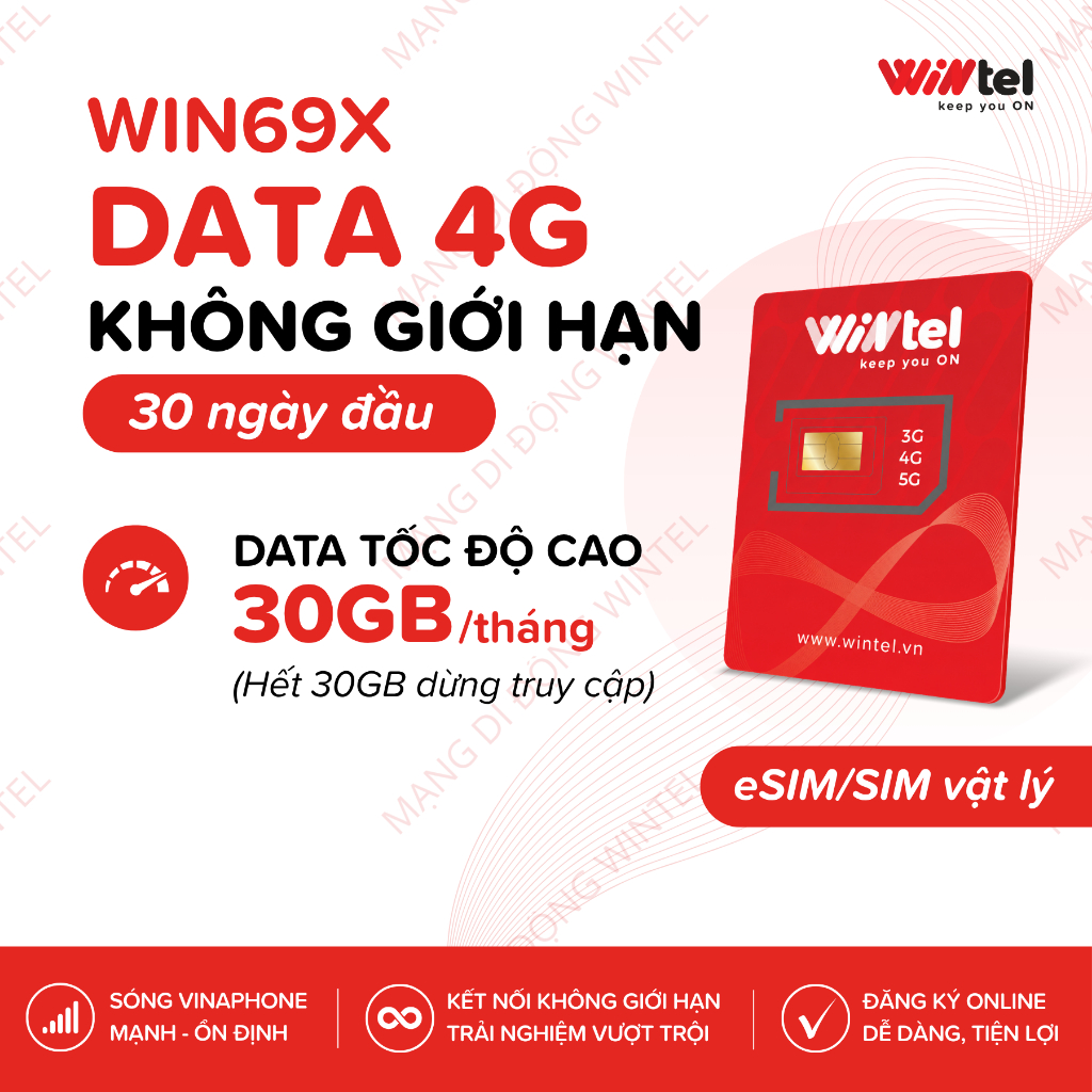 SIM Data Thả Ga Không Giới Hạn 30 Ngày – WIN69X – 69K – Chơi Game, Lướt Mạng Siêu Mượt | BigBuy360 - bigbuy360.vn