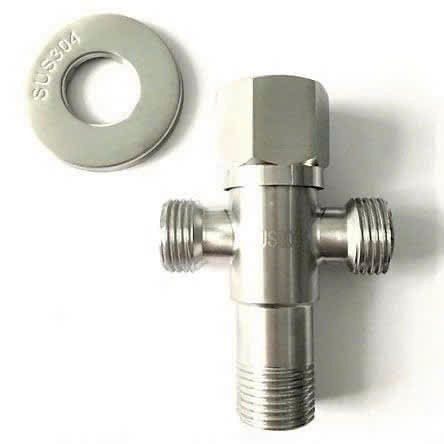 Van Tê Cầu Chia Nước, Tê Nước Ren Tiêu Chuẩn 21mm Lắp Vòi Xịt Bồn Cầu, Inox Cao Cấp