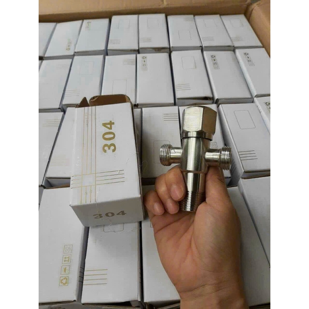 Van Tê Cầu Chia Nước, Tê Nước Ren Tiêu Chuẩn 21mm Lắp Vòi Xịt Bồn Cầu, Inox Cao Cấp