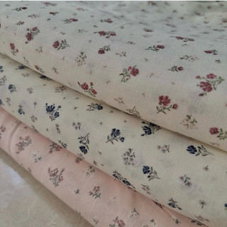 Vải Linen Cotton In Hoa Nhỏ Mềm Mịn Rũ thích hợp may váy đầm, quần áo, set bộ Khổ 1m40