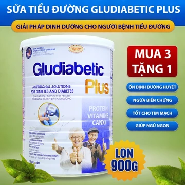 [Mua 3 Tặng 1 Lon 900G] Sữa bột cho người tiểu đường GLUDIABETIC PLUS FOTECPHAM, bổ sung dinh dưỡng cho người tiểu đường