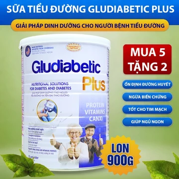 [Mua 5 Tặng 2 Lon 900G] Sữa bột cho người tiểu đường GLUDIABETIC PLUS FOTECPHAM, bổ sung dinh dưỡng cho người tiểu đường