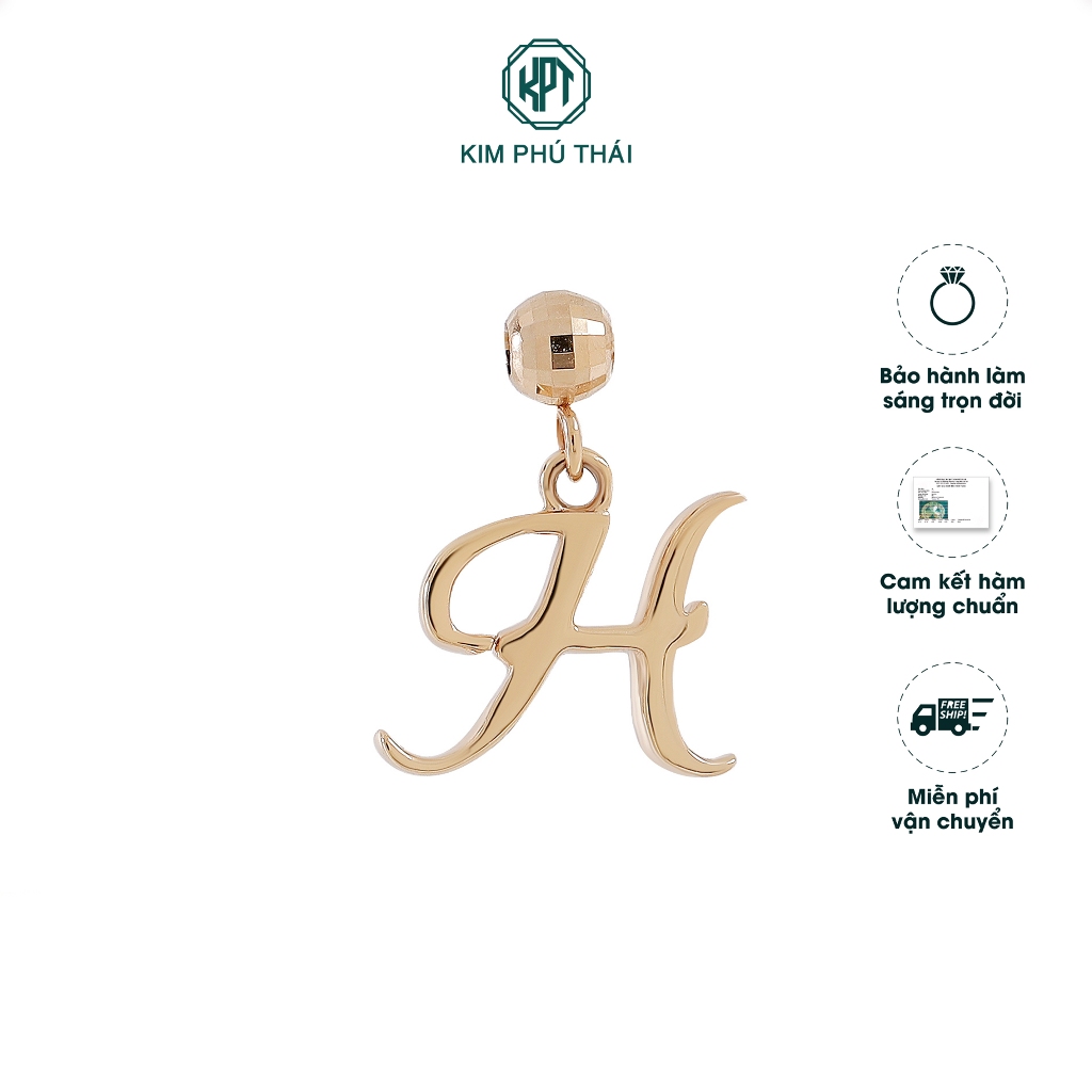 Charm Unisex KIM PHÚ THÁI Vàng 10K Chữ H Cách Điệu Thanh Lịch, Tối Giản – CHH
