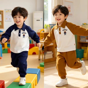 Bộ bé trai Polo Pigkids C6692 phối màu thêu gấu – set đồ trẻ em cao cấp size 80-130 (9-23kg)
