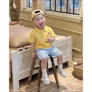 SÉT BỘ ÁO POLO VÀNG MIX QUẦN KẺ KÈM MŨ