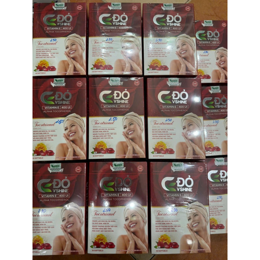 Vitamin E Đỏ VShine - Ngăn Ngừa Lão Hóa, Giảm Nám & Làm Đẹp Da (Lọ 30 Viên)