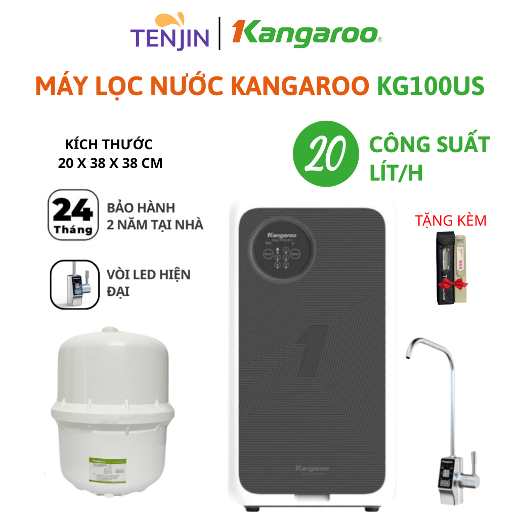 Máy Lọc Nước RO KG400US / KG100US / KG400HU Kangaroo Hydrogen Chính Hãng Có Vòi Led, Thiết Kế Nhỏ Gọn Công Suất 60L/Giờ