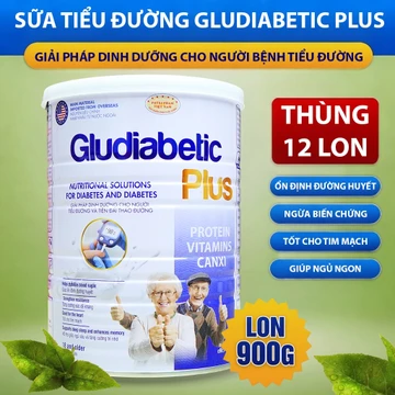 [Thùng 12 Lon 900G] Sữa bột cho người tiểu đường GLUDIABETIC PLUS FOTECPHAM, bổ sung dinh dưỡng cho người tiểu đường