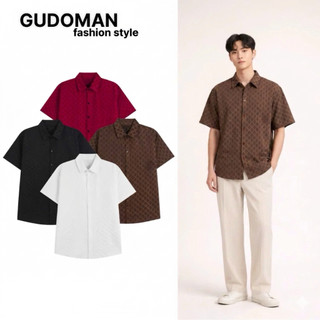 Áo Sơ Mi Nam Chất Liệu Cotton Vân Dệt Form Rộng Xuông Đứng Form Thời Trang