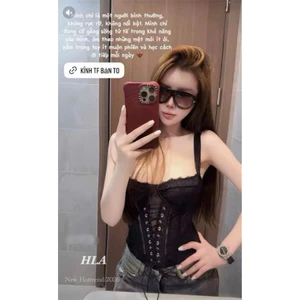 Áo 2 dây cúp ngực corset ren đan dây