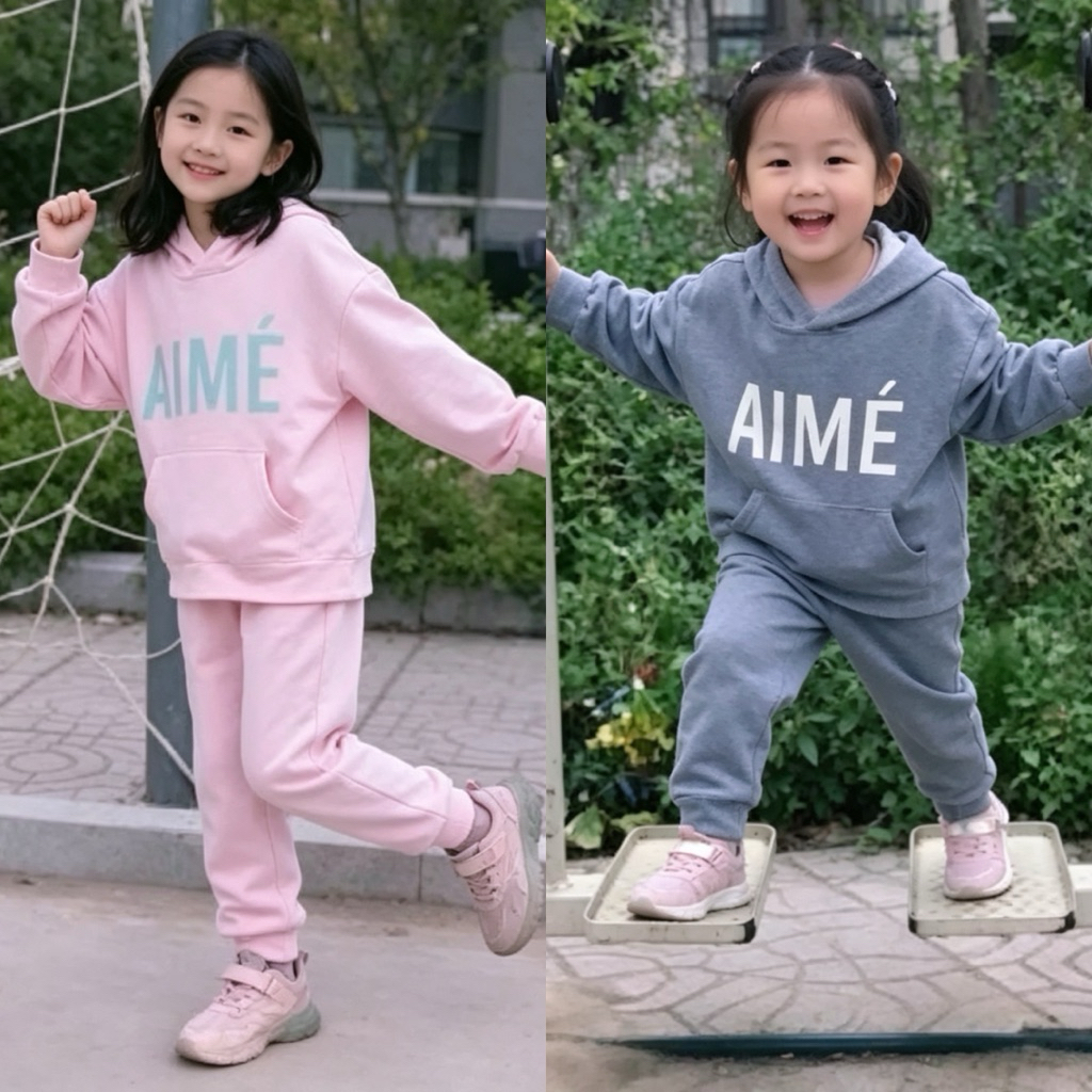Bộ Nỉ Bông Bé Gái Mùa Đông Dày Ấm M615- Set Quần Áo Thời Trang Cho Bé 4-10 Tuổi (16-40kg)