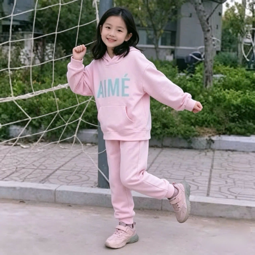 Bộ Nỉ Bông Bé Gái Mùa Đông Dày Ấm M615- Set Quần Áo Thời Trang Cho Bé 4-10 Tuổi (16-40kg)