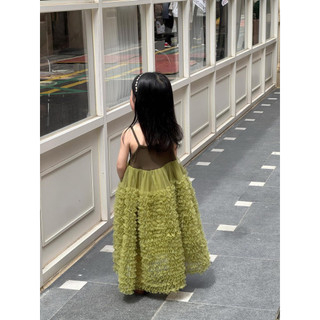 order quảng châu-váy 2 dây dáng dài xanh chuối tầng cho bé gái