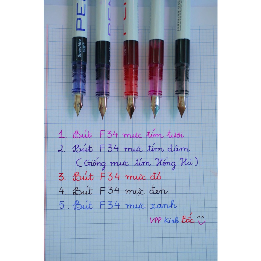 (Mẫu Mới) Combo  Bút Máy Gel FP34, Mực Nhanh Khô Viết Êm Trơn Ngòi 0.38mm Chuẩn Nét Chữ Cho Các Bé Học Sinh Tiểu Học.