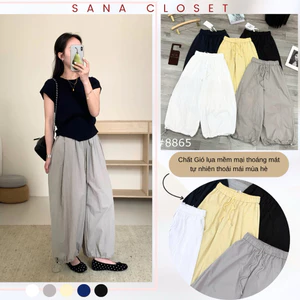 Quần Dài Nữ QC Dáng Harem Rộng Gấu Rút Chất Gió Siêu Mát Siêu Đẹp Xuân Hè - SANA CLOSET #8865