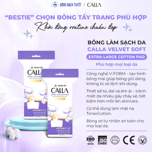 Bông tẩy trang Bông Bạch Tuyết làm sạch da Calla Velvet soft miếng bông lớn (100 Miếng/gói)