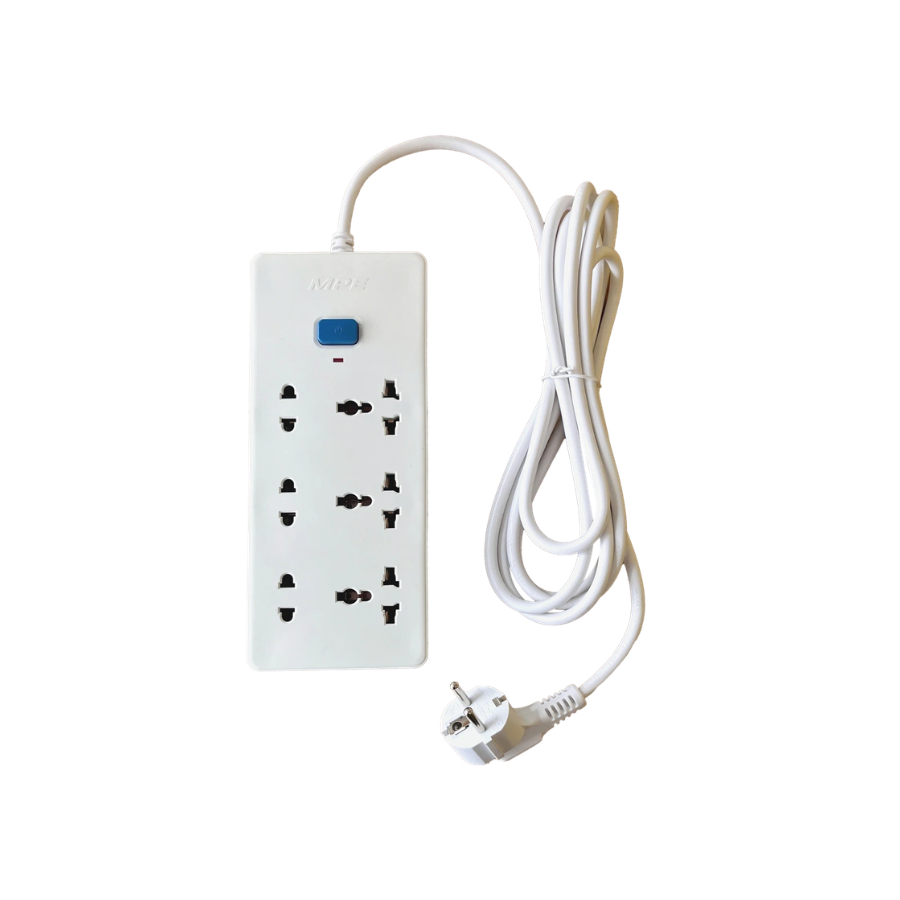 (CHÍNH HÃNG) MPE - Ổ cắm di động 3 ổ cắm đa năng 3 ổ cắm 2 chấu MPE seri AM6S, dây dài 3 mét, nút Tắt/ Mở nguồn