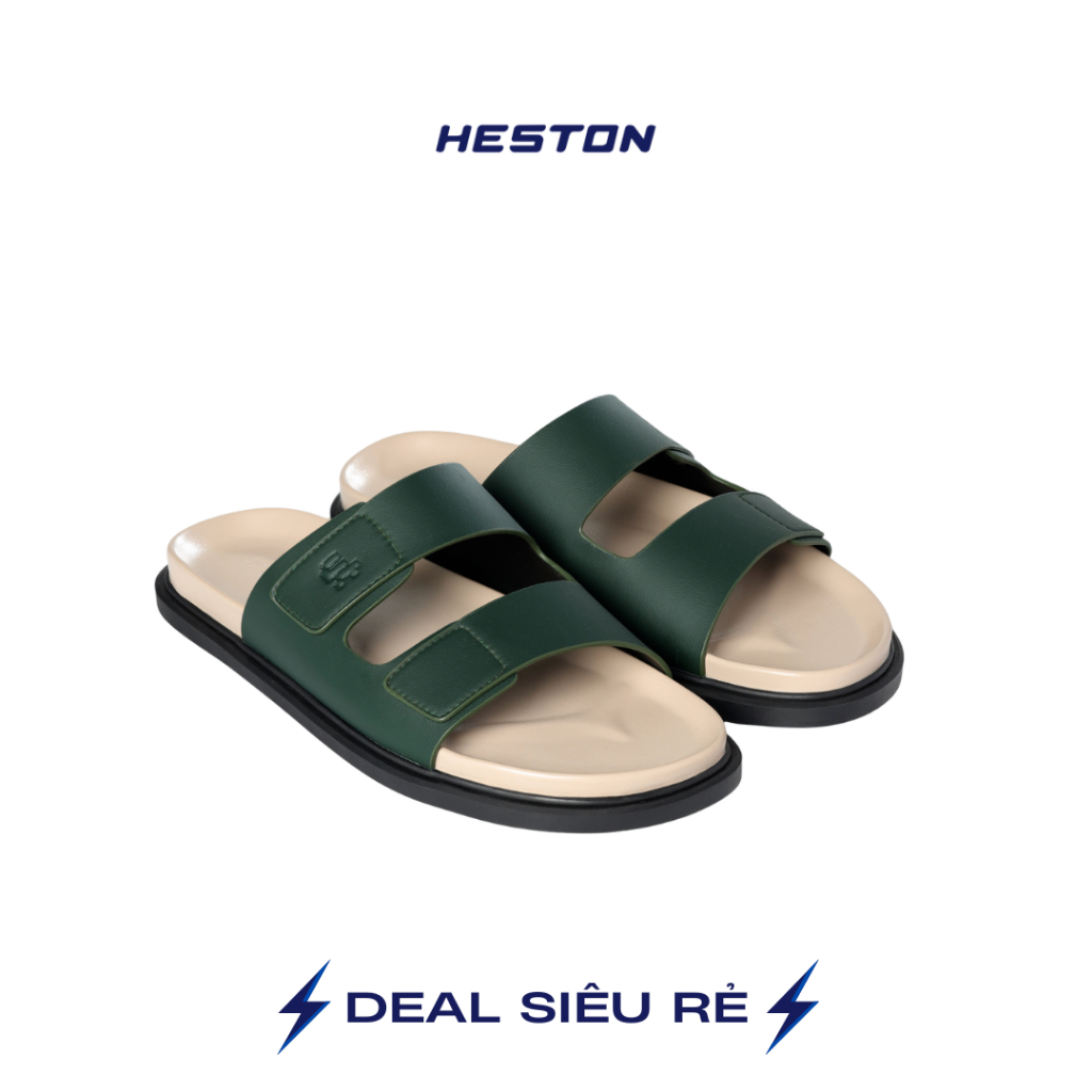 Dép Da Microfiber POW Hai Quai Ngang Nam Nữ Đế Bằng Chống Trơn Trượt Thời Trang Cao Cấp | HESTON