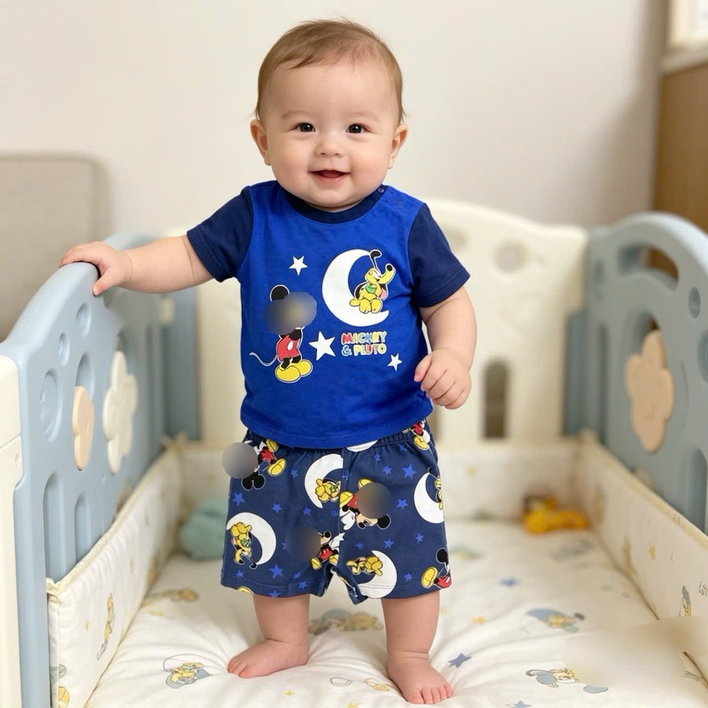 Bộ bé trai sơ sinh ngắn tay D8082 B069 xuất dư – đồ newborn thời trang trẻ em, size Newborn–6M (2–7kg)
