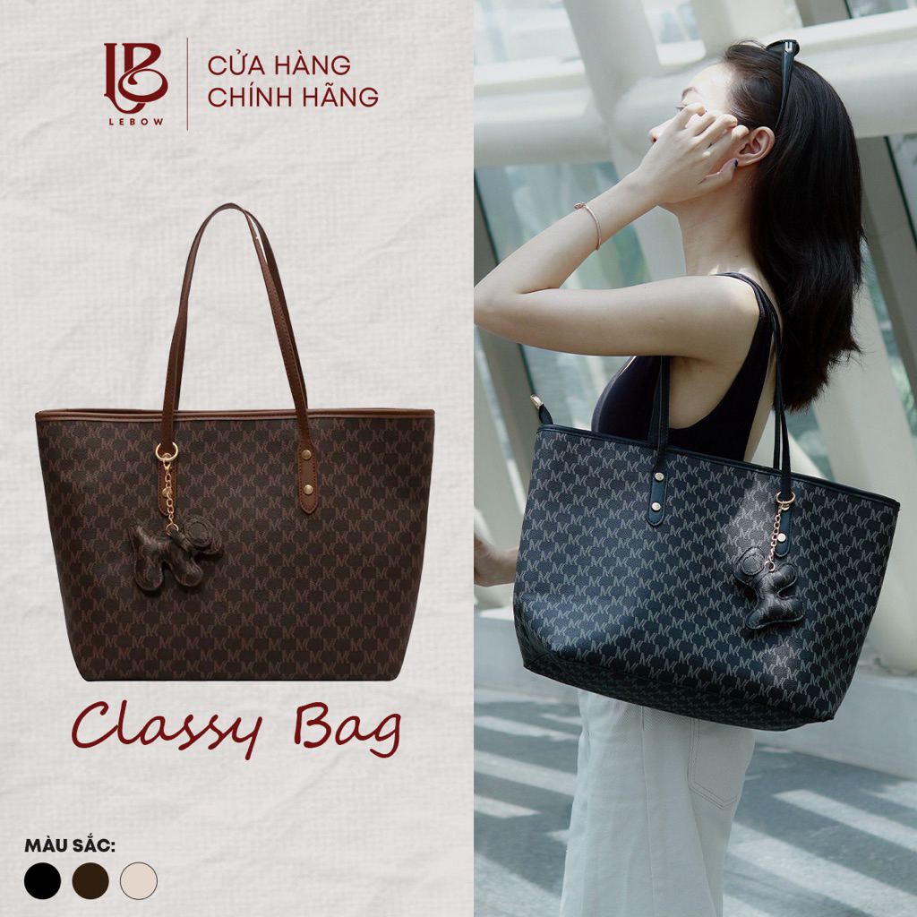 [Tặng Kèm Charm] Túi Tote Da Đi Học Đi Làm | Đựng Vừa Laptop | LEBOW