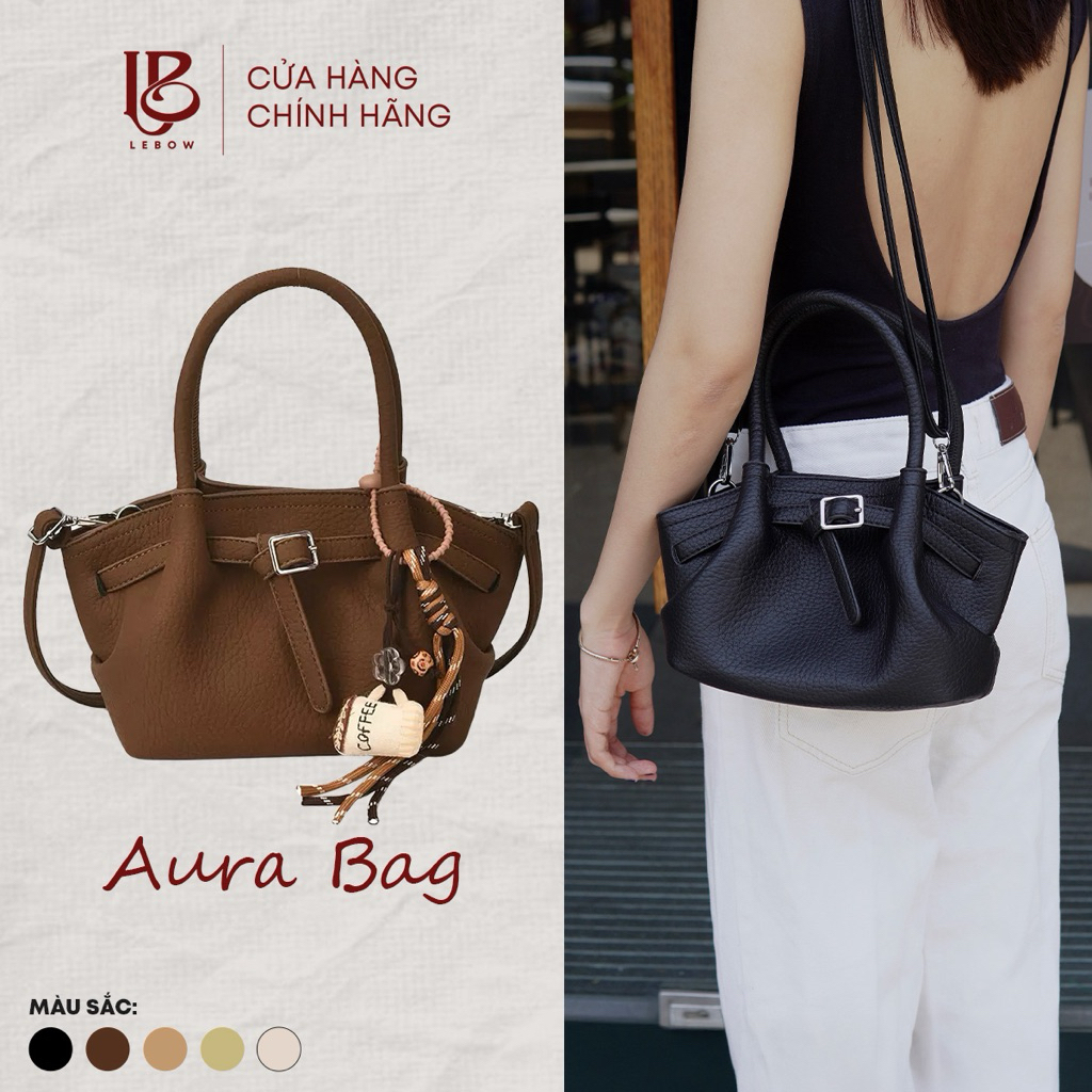 [Kèm dây đeo] Aura Bag - Túi da mềm xách tay / đeo vai thanh lịch sang trọng LEBOW