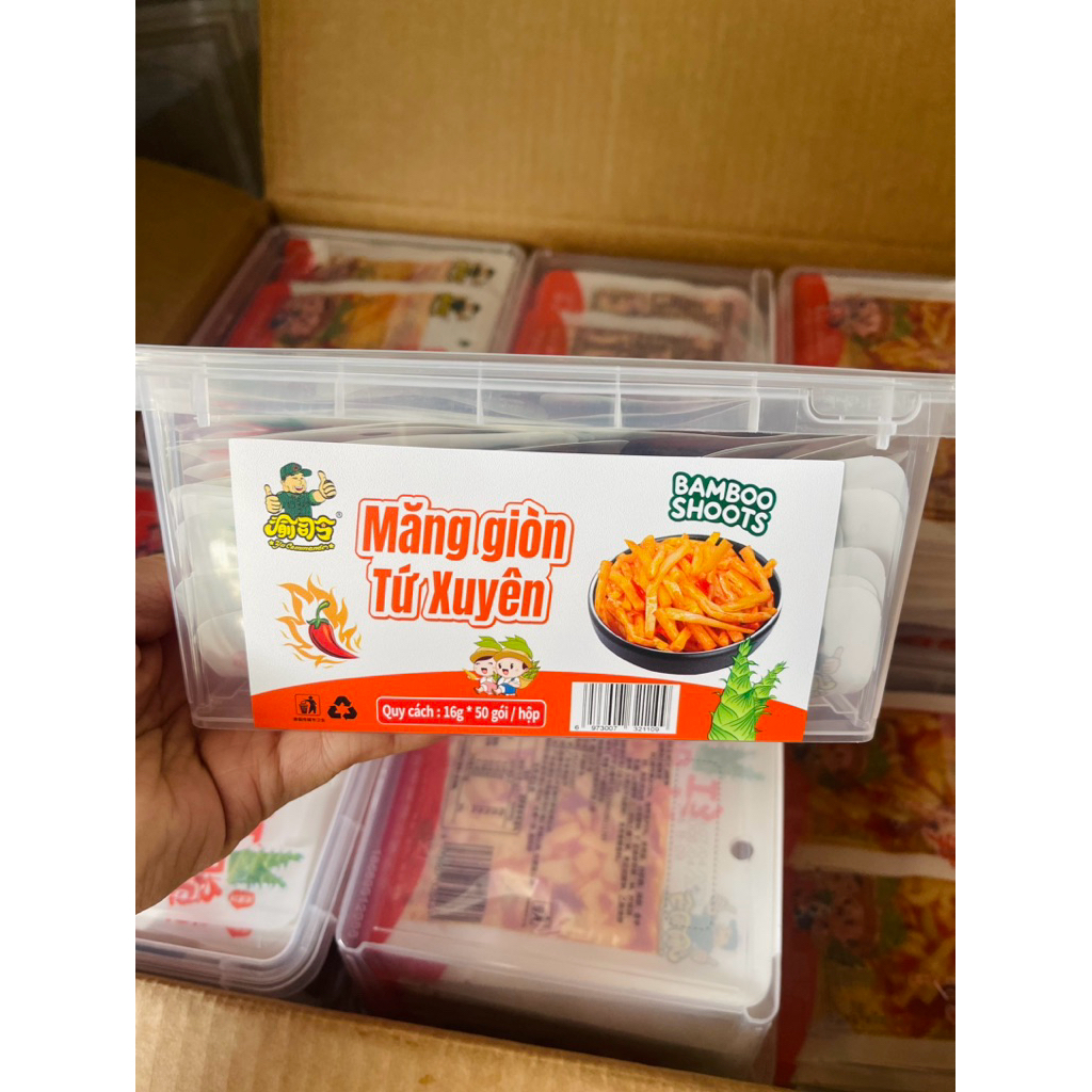 Hộp 50 Gói ( Gói 16gr)Măng cay mini tẩm vị, măng tre ngâm dầu, măng xốt cay ngọt ăn liền Tứ Xuyên