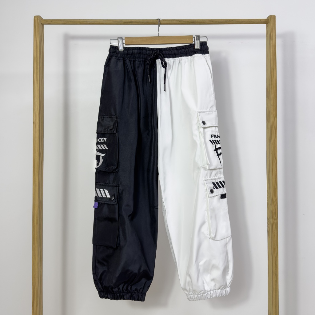 Quần Dù W Ống Rộng Nam Nữ Unisex Form Rộng Oversized