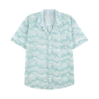 [ÁO LƯỚI ĐI BIỂN MỚI] Áo Sơ Mi Tay Ngắn Cuban Shirt Nam Nữ Kẻ Sọc Hoạ Tiết Đan Lưới Hàn Quốc