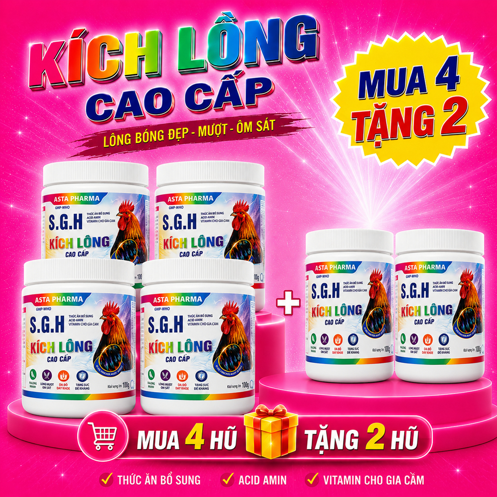 Kích Lông Cao Cấp SGH dùng cho gà thay lông, khỏe, bóng mượt (hủ 100g)