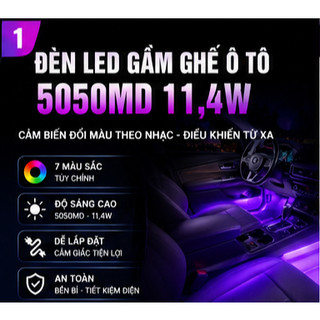 Đèn Led Gầm Ghế Ô Tô 5050MD 11,4W – Cảm Biến Đổi Màu Theo Nhạc, Điều Khiển Từ Xa