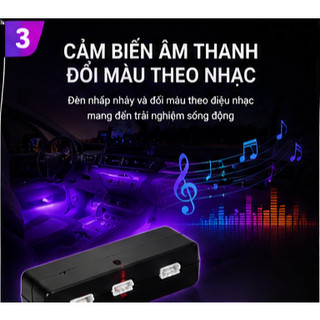 Đèn Led Gầm Ghế Ô Tô 5050MD 11,4W – Cảm Biến Đổi Màu Theo Nhạc, Điều Khiển Từ Xa