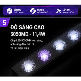 Đèn Led Gầm Ghế Ô Tô 5050MD 11,4W – Cảm Biến Đổi Màu Theo Nhạc, Điều Khiển Từ Xa