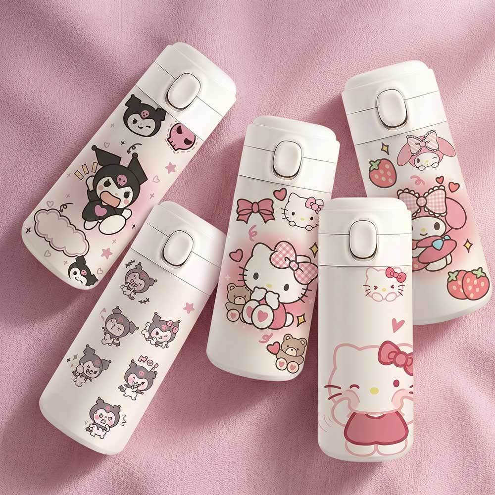 Bình Nước Giữ Nhiệt In Hình Hello Kitty, Kurromi, Melody Dễ Thương, Bình Nước Inox Dung Tích 420ml
