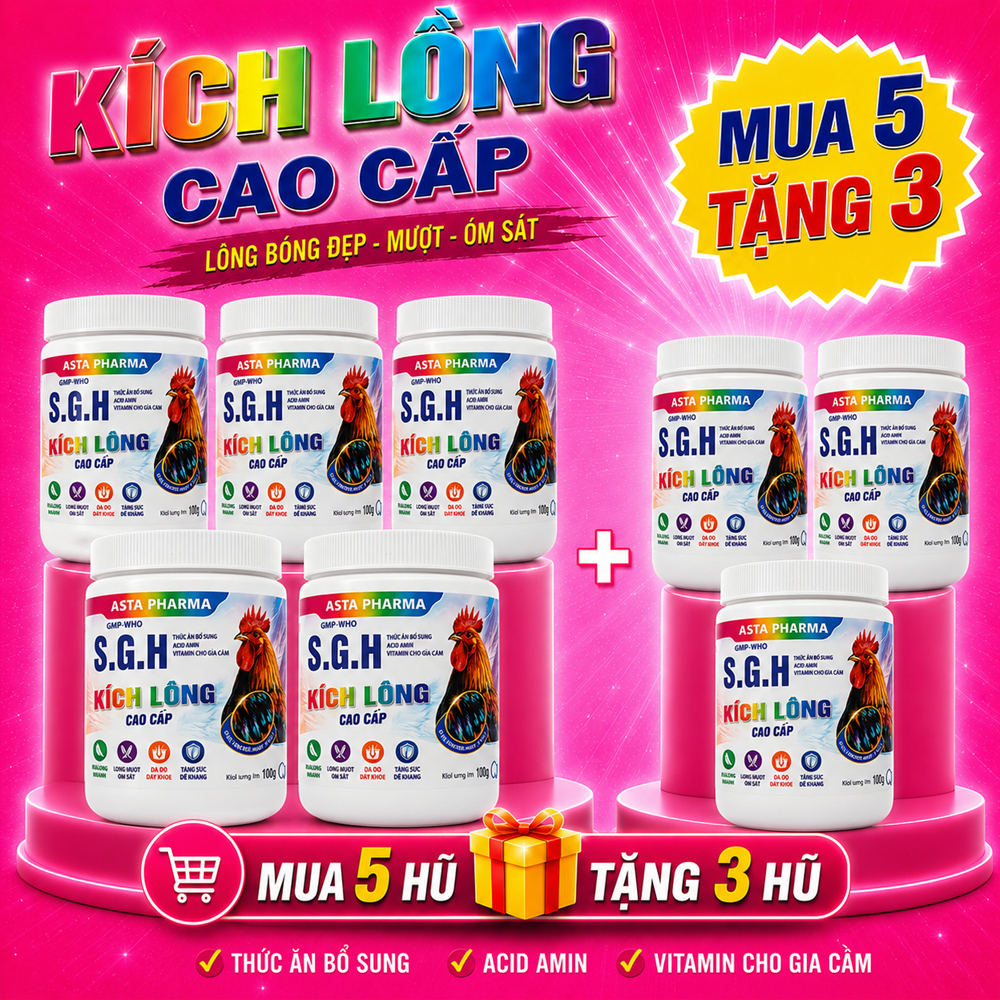 Kích Lông Cao Cấp SGH dùng cho gà thay lông, khỏe, bóng mượt (hủ 100g)