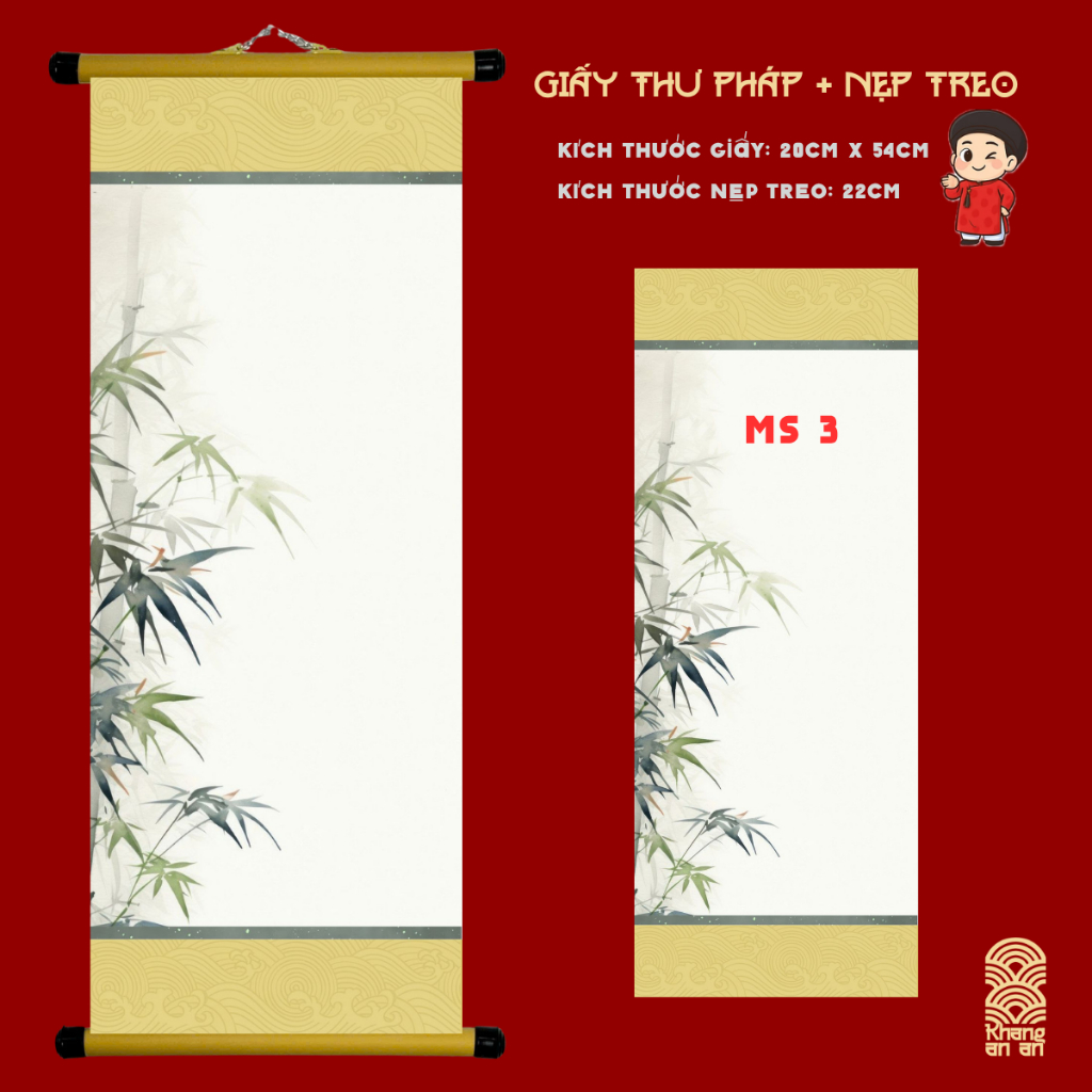 COMBO 10 LIỄN GIẤY VIẾT THƯ PHÁP CÓ IN NỀN TRÚC VÀNG SIZE 20CMX54CM