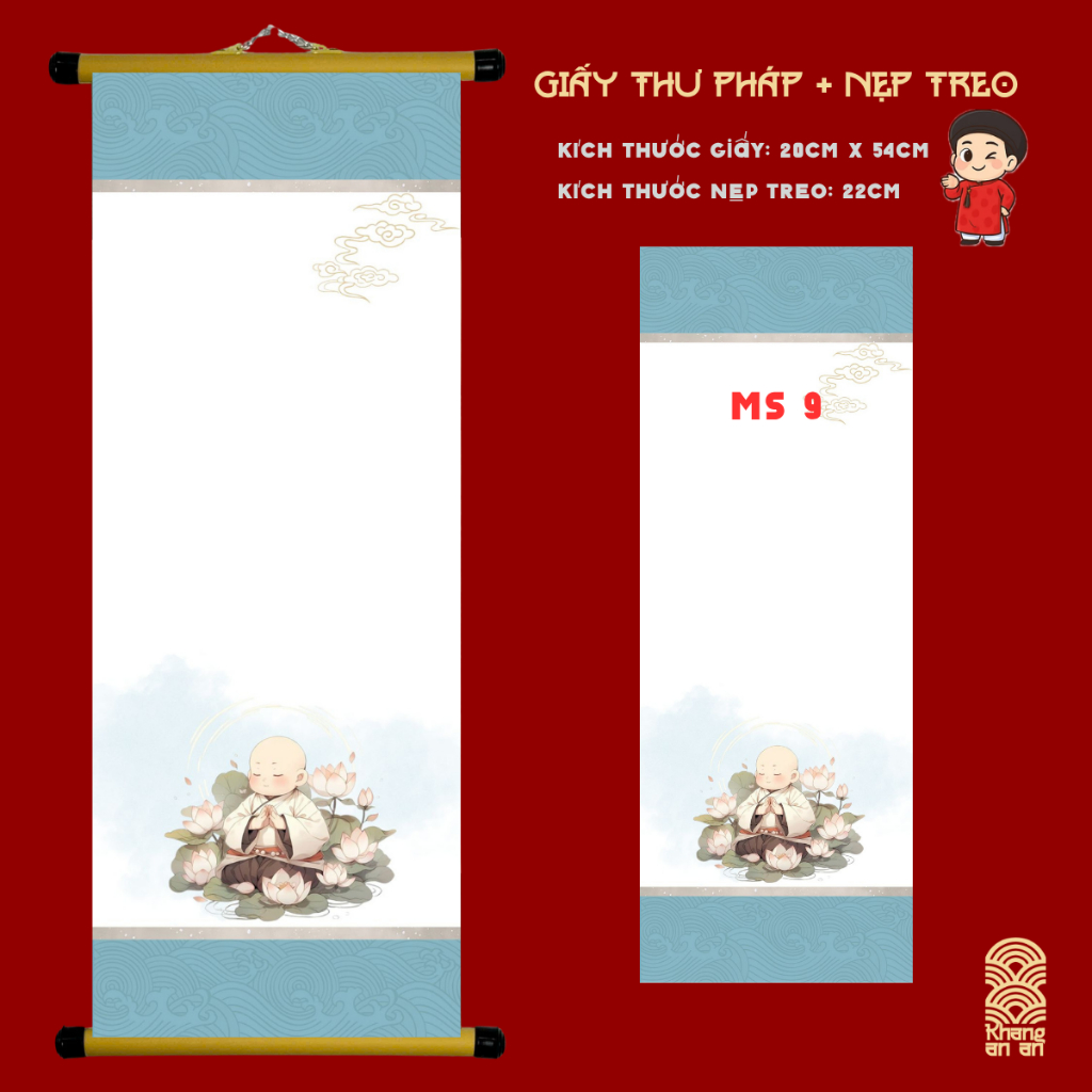 COMBO 10 LIỄN GIẤY VIẾT THƯ PHÁP MS09 CÓ IN NỀN CHÚ TIỂU 09 SIZE 20CMX54CM