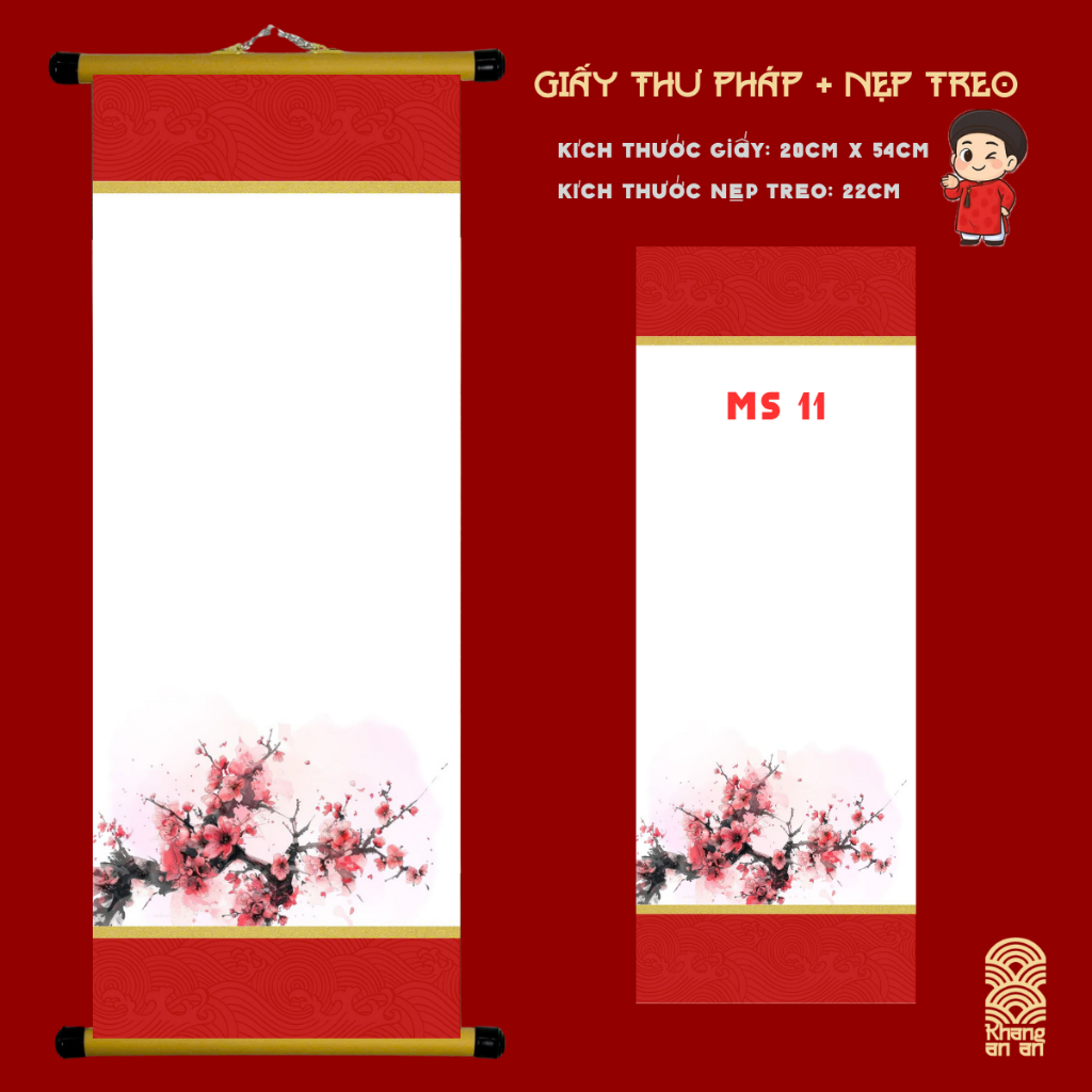 COMBO 10 LIỄN GIẤY VIẾT THƯ PHÁP CÓ IN NỀN HOA ĐÀO SẴN SIZE  20CMX54CM