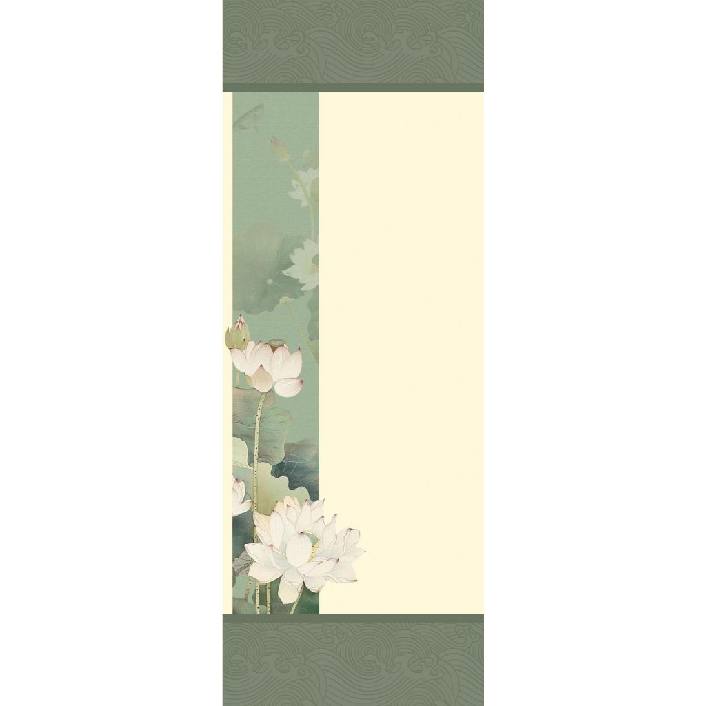 LIỄN GIẤY VIẾT THƯ PHÁP CÓ IN HOA VĂN HÌNH SEN XANH MS02 SIZE 20CMX54CM