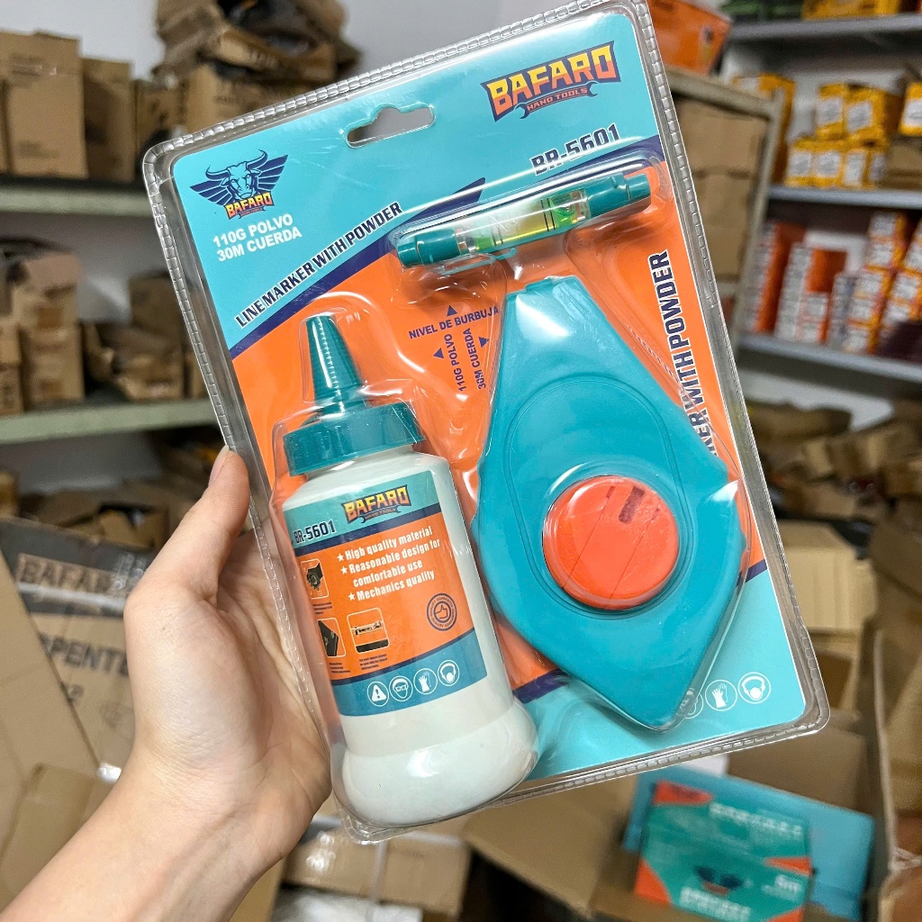Bộ bật mực, búng mực tự động, thước búng mực 3 món, dây chỉ 15m, 30m