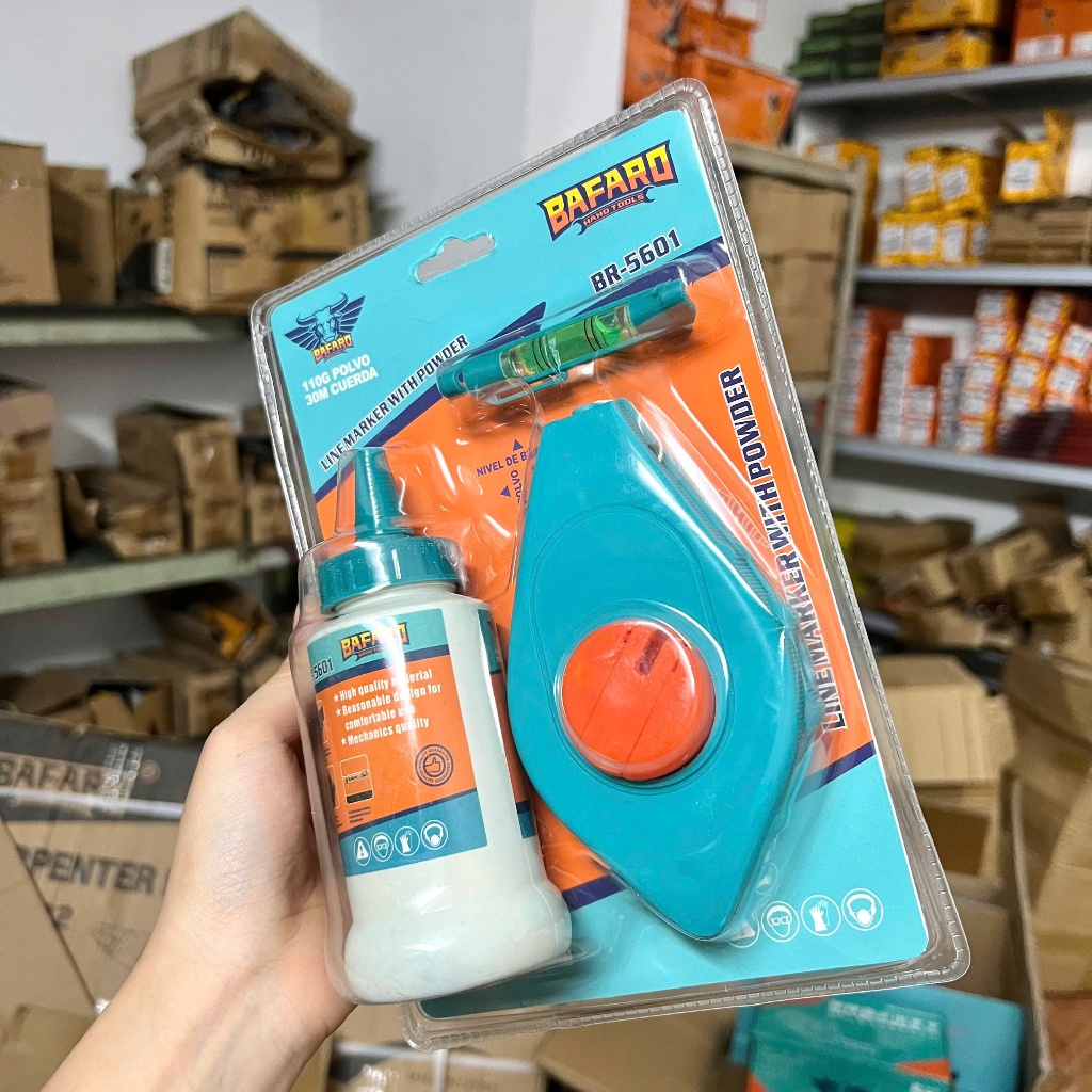 Bộ bật mực, búng mực tự động, thước búng mực 3 món, dây chỉ 15m, 30m