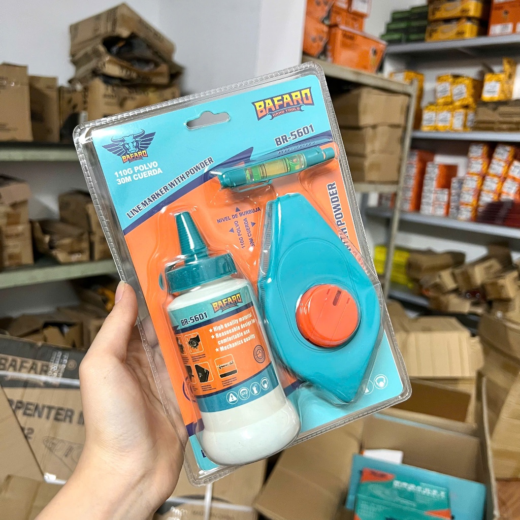 Bộ bật mực, búng mực tự động, thước búng mực 3 món, dây chỉ 15m, 30m