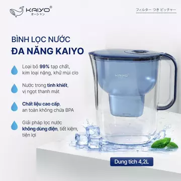 Bình Lọc Nước Đa Năng Kaiyo 4.2L Lõi Lọc Bằng Than Hoạt Tính Lọc Nước An Toàn Tinh Khiết Không Dùng Điện