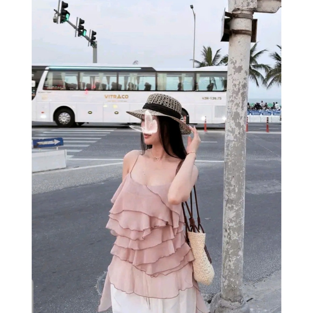 ÁO 2 DÂY BÈO TẦNG STYLE HÀN QUỐC | OUTFIT NĂNG ĐỘNG TRẺ TRUNG | BY CHAMIE STORE- VA7184