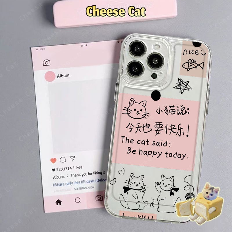 Ốp lưng hình nhật ký mèo màu hồng Tương thích với iPhone 15 14 13 12 11 16 17 Pro Max Xs 7 8 Plus SE Ốp bảo vệ mềm TPU