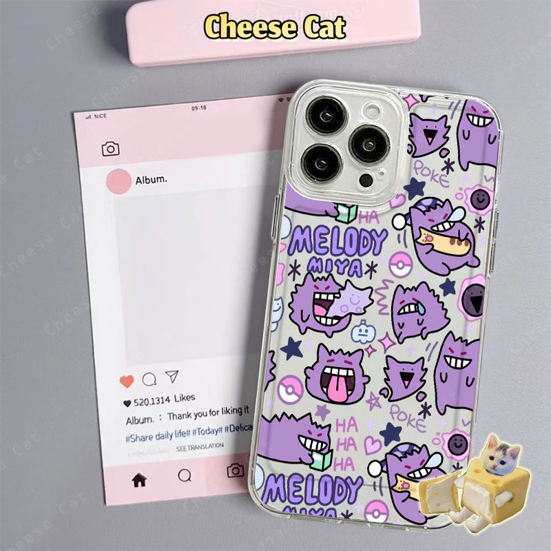 Ốp lưng iPhone hình ma tím dễ thương cho iPhone 13 12 11 14 15 16 17 Pro Max Xs XR 7 8 Plus có chức năng bảo vệ ống kính