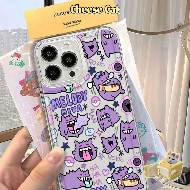 Ốp lưng iPhone hình ma tím dễ thương cho iPhone 13 12 11 14 15 16 17 Pro Max Xs XR 7 8 Plus có chức năng bảo vệ ống kính