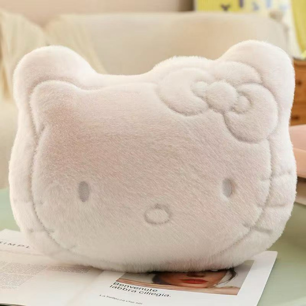 Gấu Thú Bông Gối Kê Cổ Tựa Lưng Mèo Hello Kitty Trắng Hồng Quà Tặng Độc Đáo Lông Siêu Mềm Mịn Siêu Dễ Thương Gối Ôm Ngủ