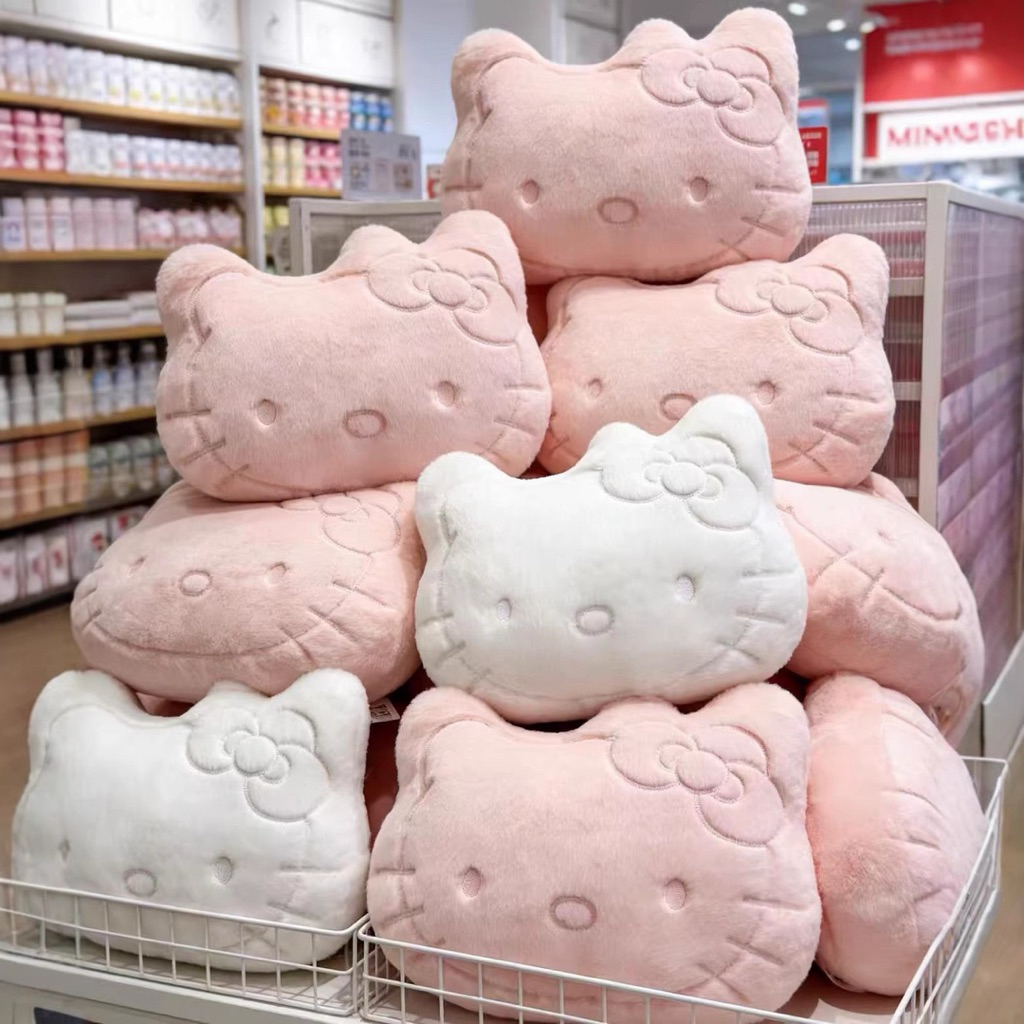 Gấu Thú Bông Gối Kê Cổ Tựa Lưng Mèo Hello Kitty Trắng Hồng Quà Tặng Độc Đáo Lông Siêu Mềm Mịn Siêu Dễ Thương Gối Ôm Ngủ
