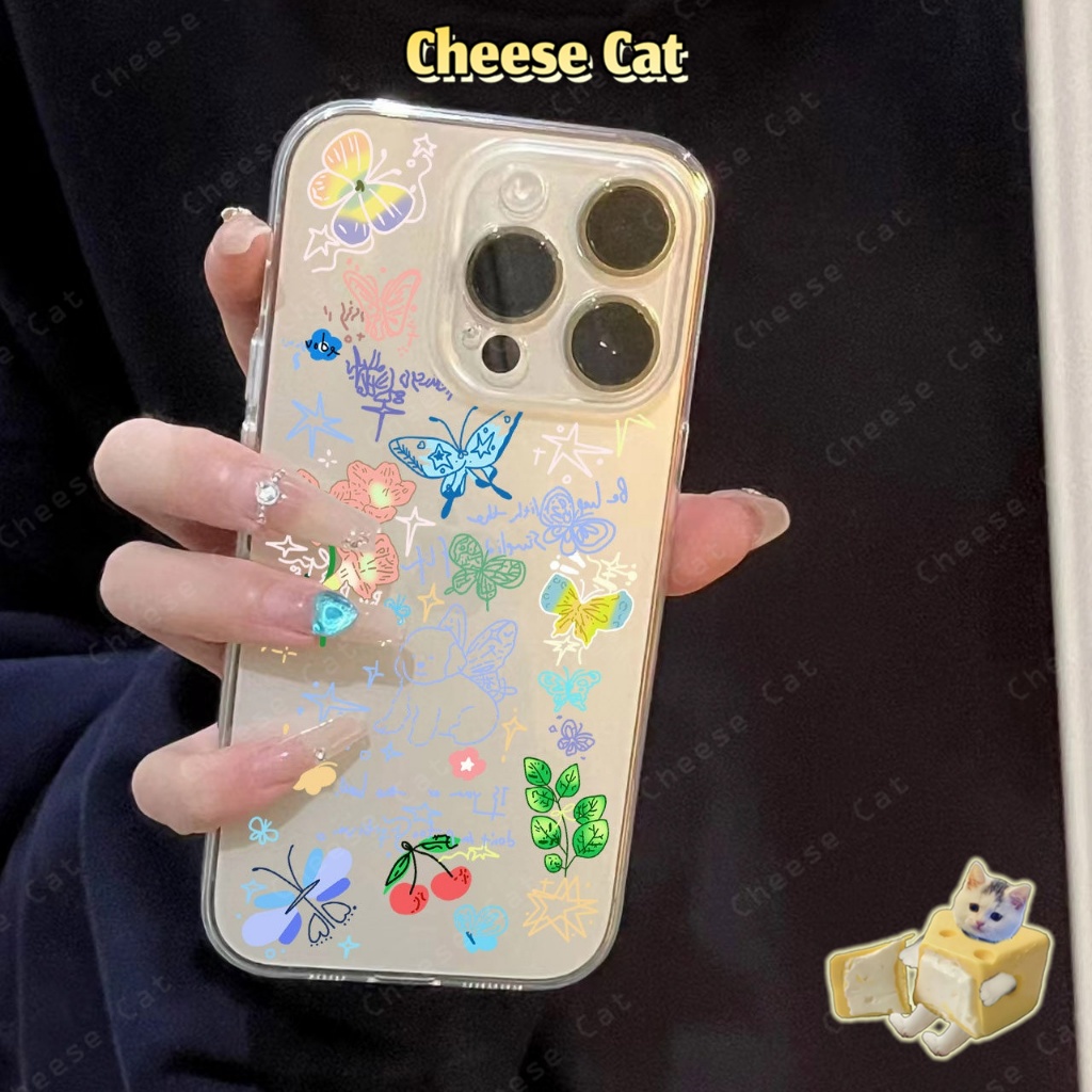 Ốp lưng hình bướm nhiều màu sắc cho iPhone 13 12 11 14 15 16 17 Pro Max Xs XR 7 8 Plus SE bảo vệ ống kính